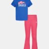 Glitter Logo & Side-Stripe Toddler Short Sleeve & Yoga Pants Set